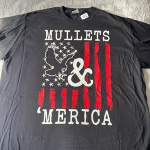Mullets and America black tshirt. Size 2XL